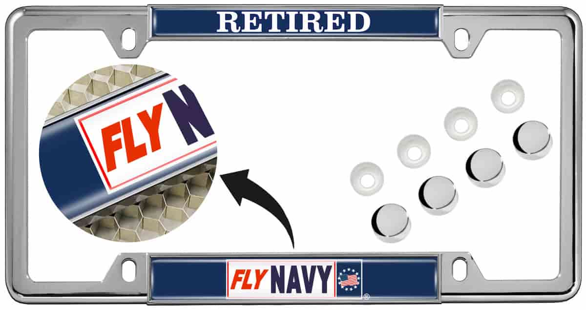 Fly Navy Retired - Car Metal License Plate Frame